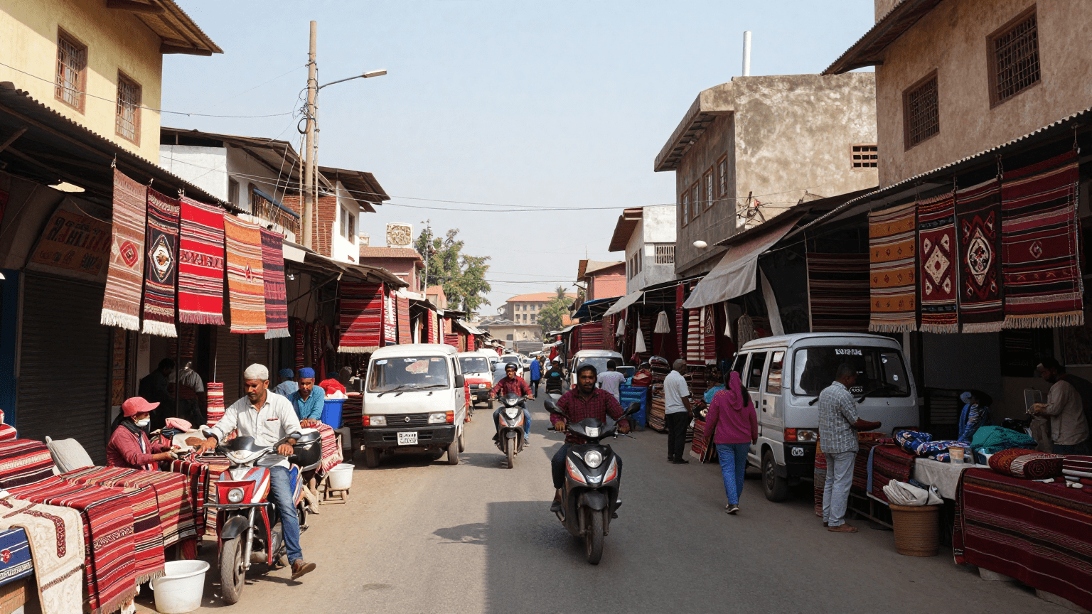 Vibrant Sowcarpet market street with trading activity